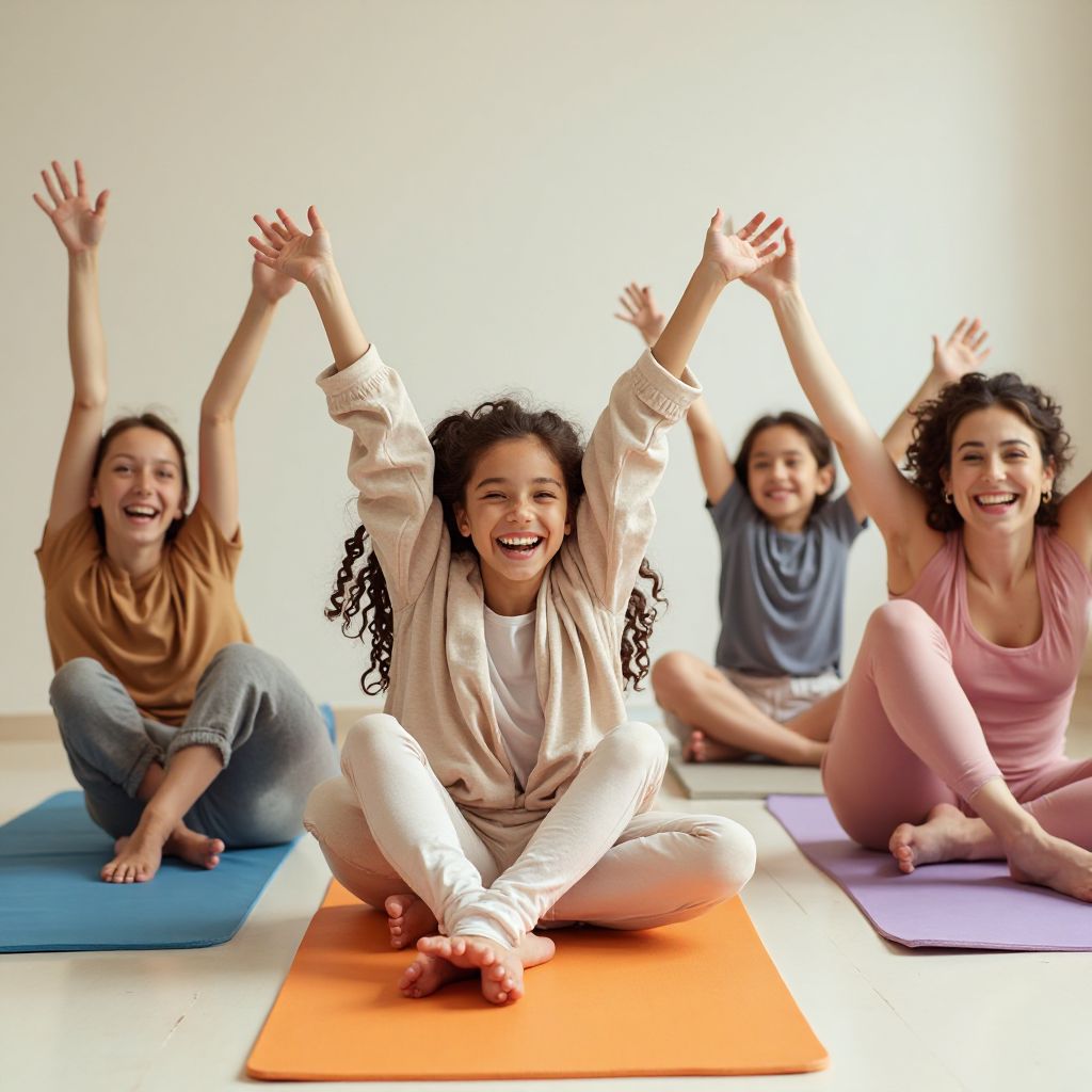 Playful yoga poses with families